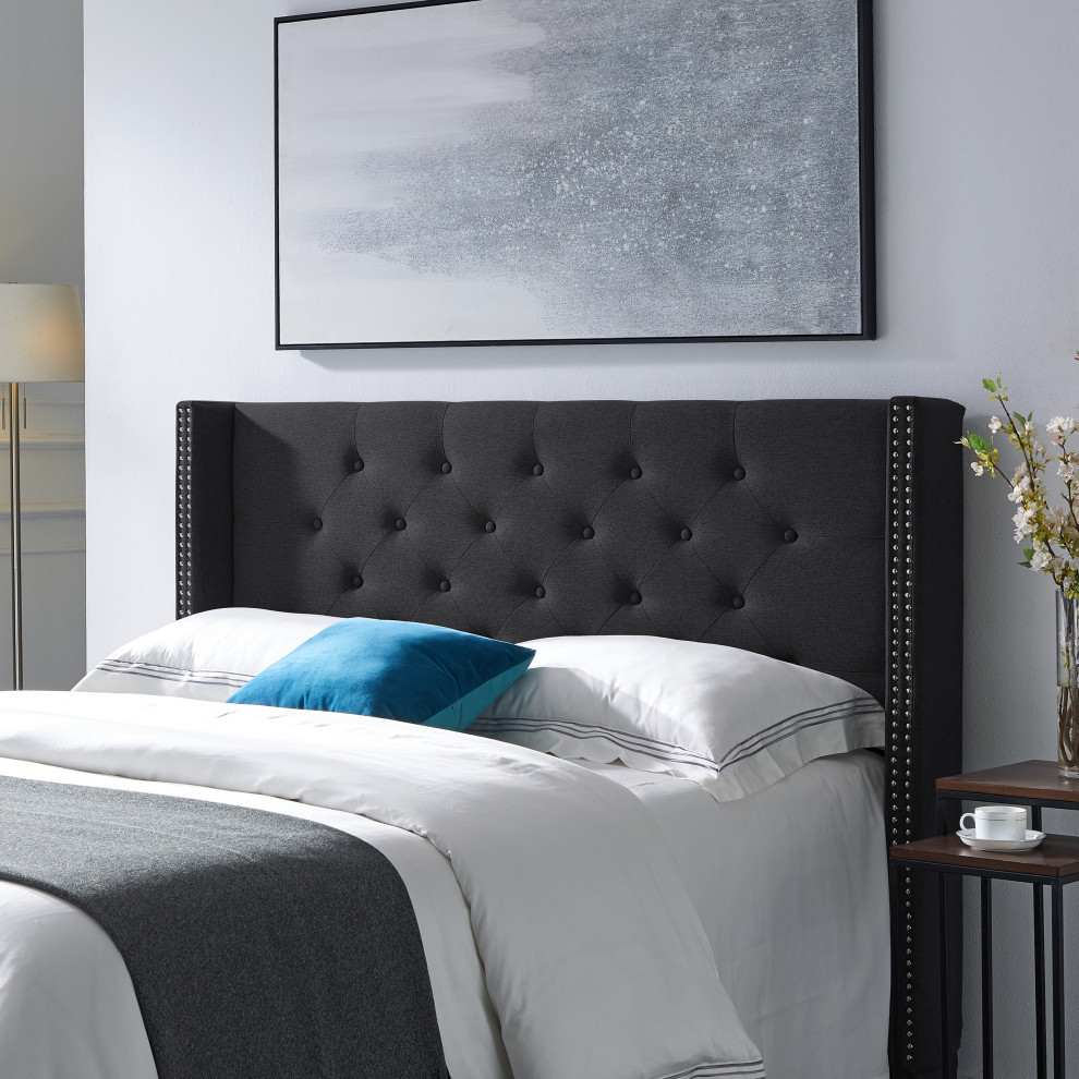 Debby Contemporary Upholstered Queen/Full Headboard   Transitional   Headboards   by GDFStudio  Houzz