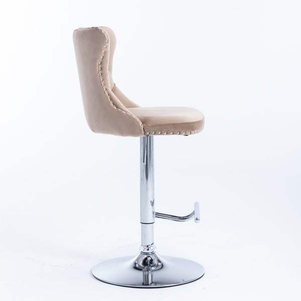 Swivel Velvet Barstools Adjusatble Seat Height