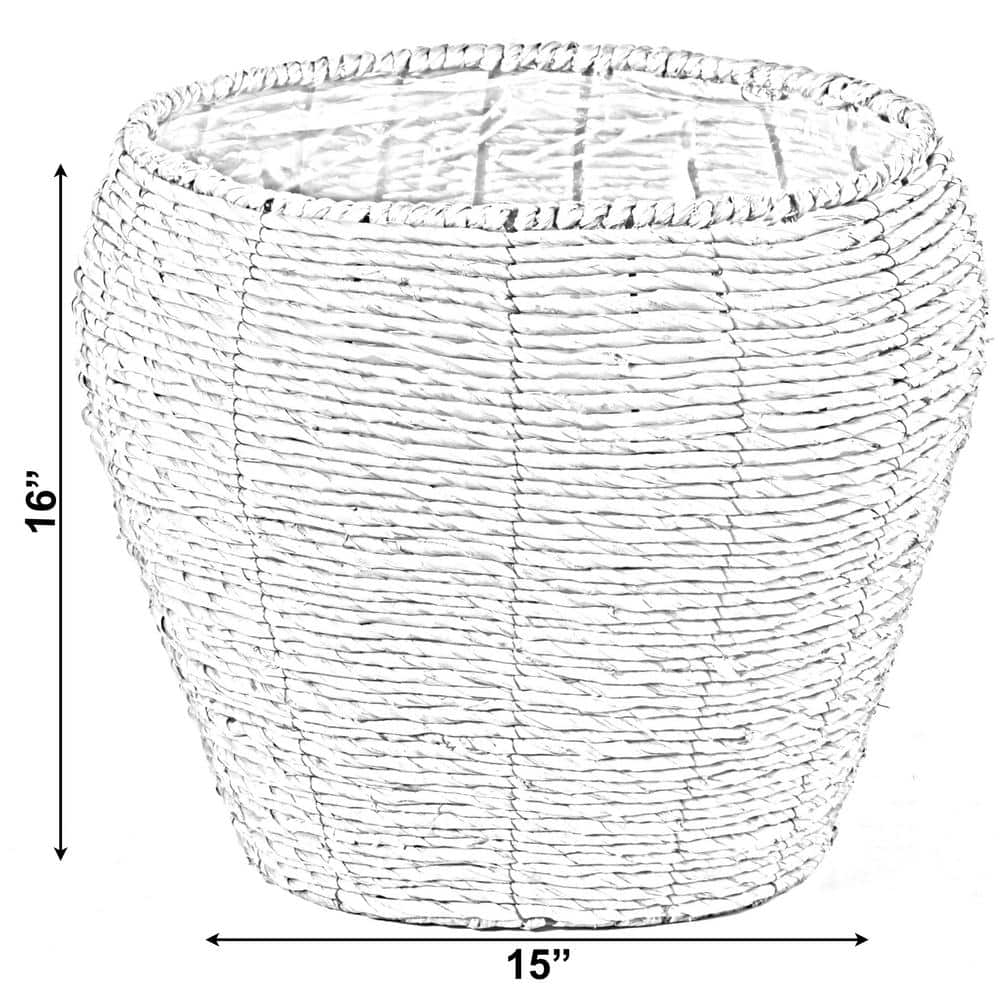 Vintiquewise Large Woven Cattail Leaf Round Flower Pot Planter Basket with Leak-Proof Plastic Lining QI003832.L