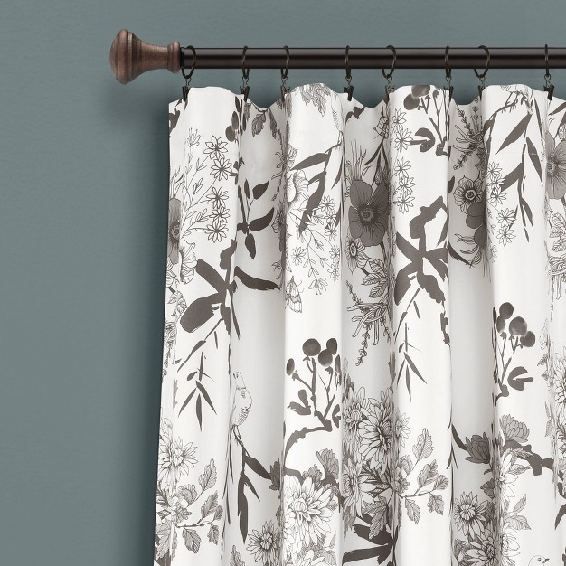 Light Filtering Botanical Garden Curtain Panels Gray white Lush D cor