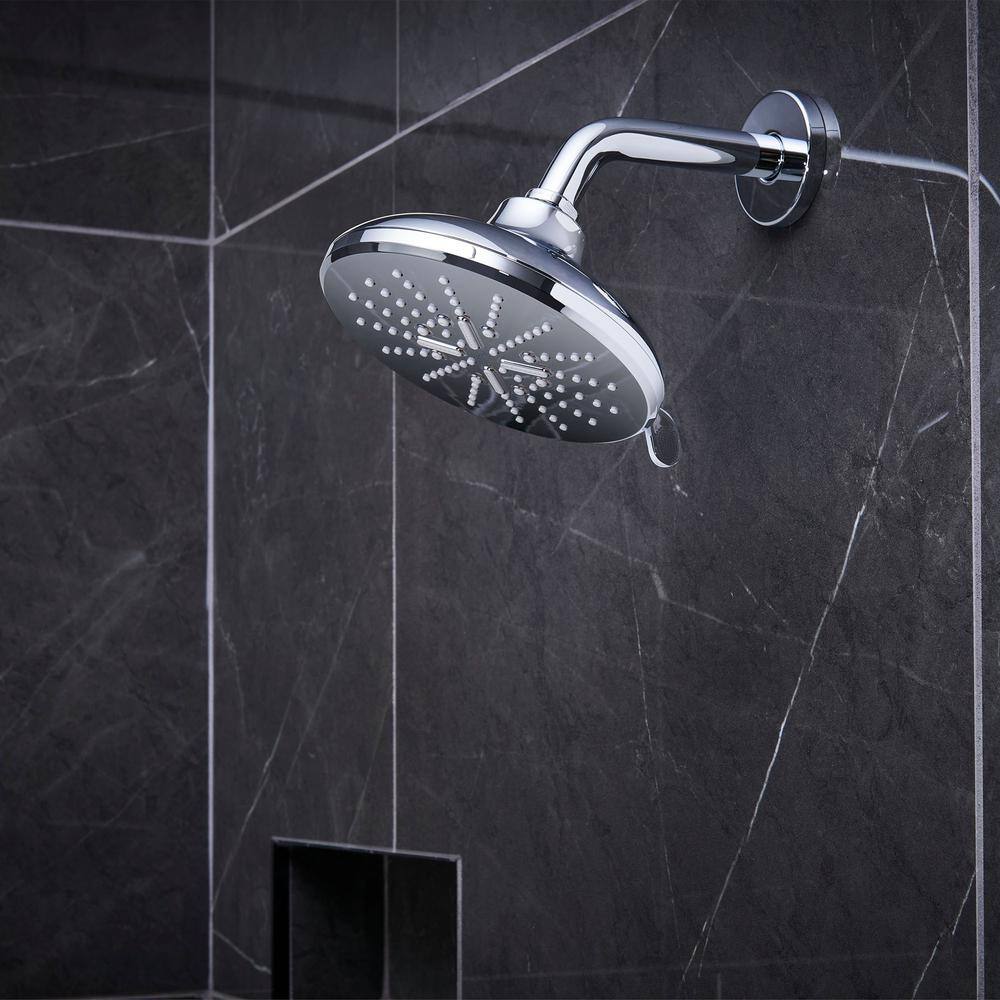 GROHE Rainshower SmartActive 3-Spray Patterns 1.75 GPM 6.5 in. Round Wall Mount Fixed Shower Head in StarLight Chrome 26789000