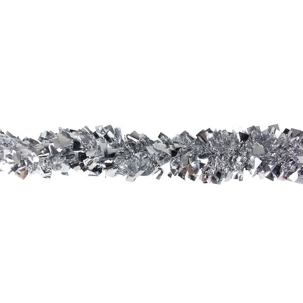 Unlit Shiny Holographic Silver Christmas Tinsel Garland