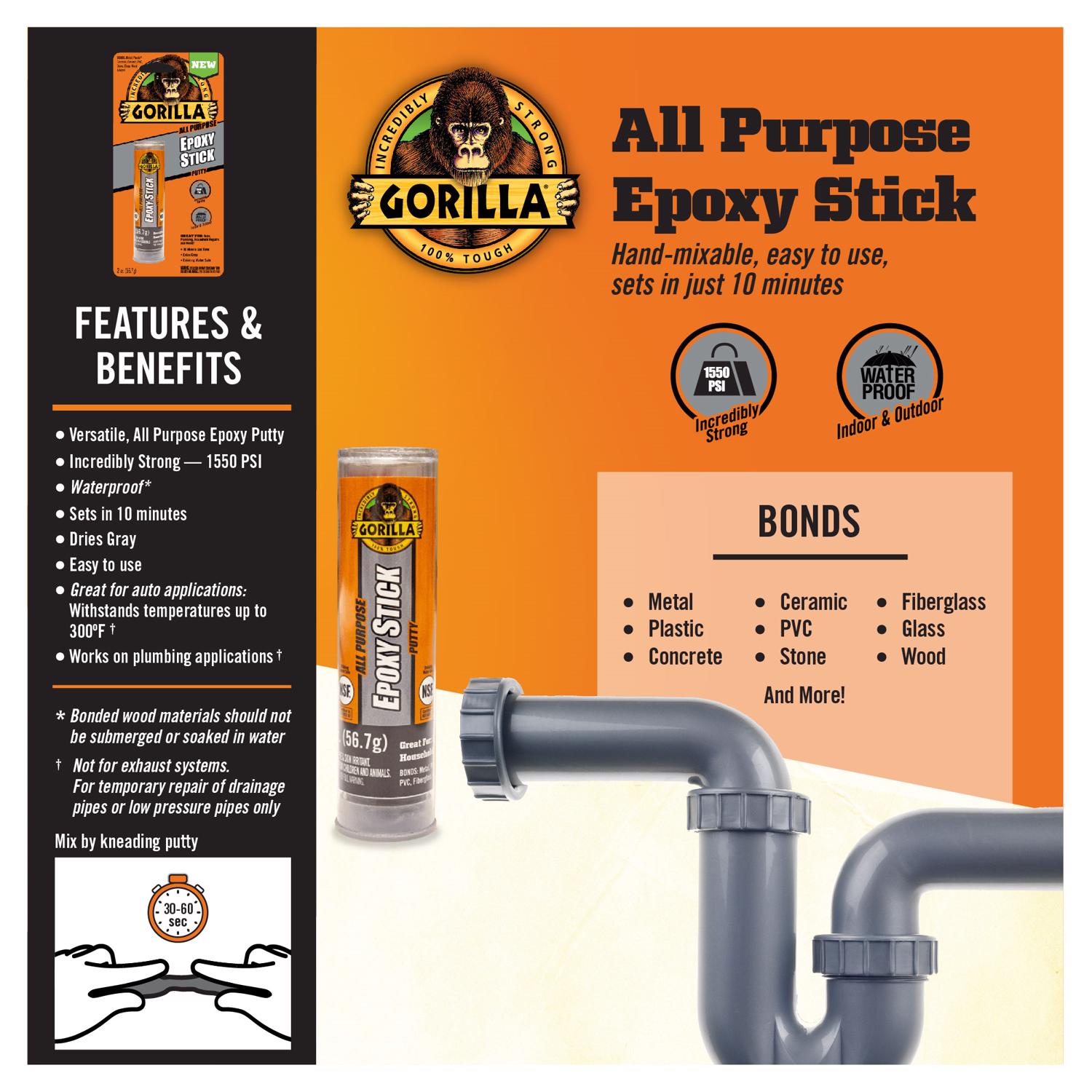 Gorilla High Strength Epoxy Stick 2 oz