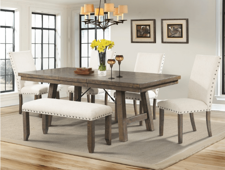 Picket House Furnishings Dex 6PC Dining Set-Table， 4 Upholstered Side Chairs and Bench -  Picket House Furnishings DJX100SB6PC