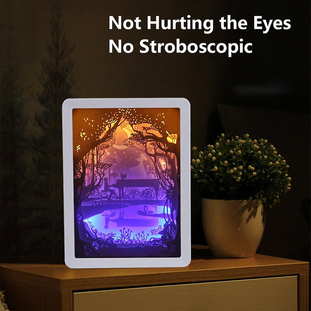 Carving Night Lights，Papercut Light Box 3D LED Paper Carving Lamp Papercut Light Box Masterfully Created