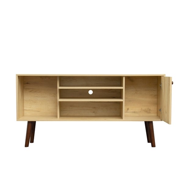 Mid-Century TV Stand for TVs up to 60 Inches， Rustic Oak