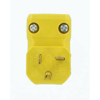 Leviton 20 Amp 125-Volt Python Straight Blade Angle Grounding Plug Yellow 5356-VA