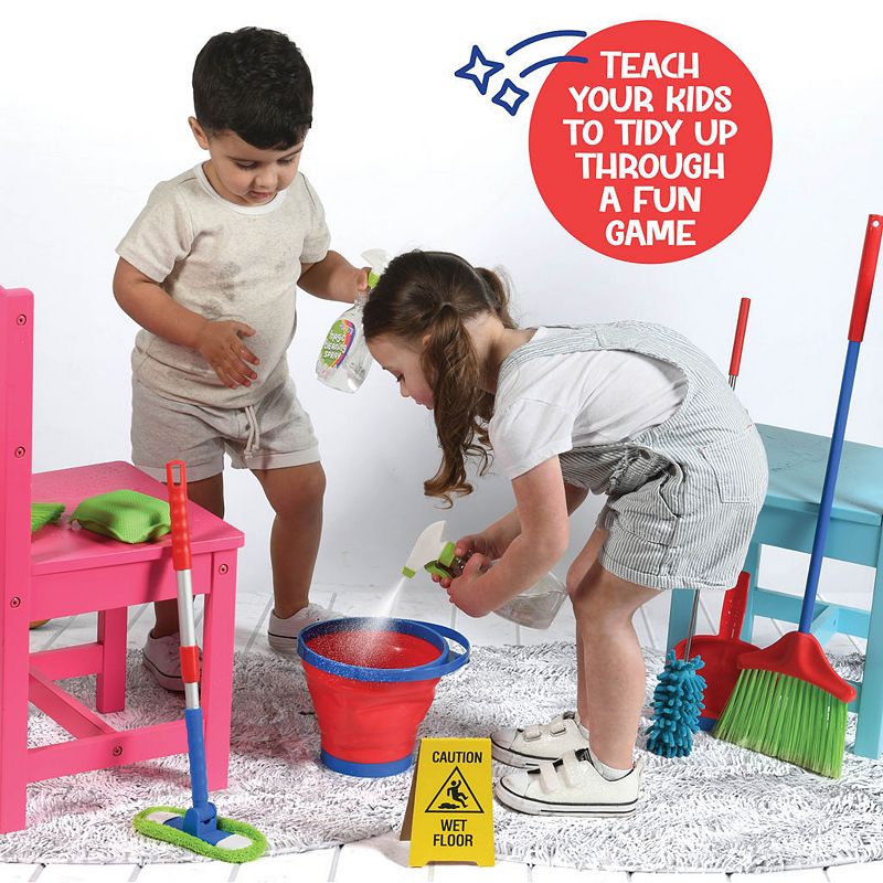 Kids Cleaning Set 12 Piece Includes Broom， Mop， Brush， Dust Pan， Duster， Sponge， Clothes and more