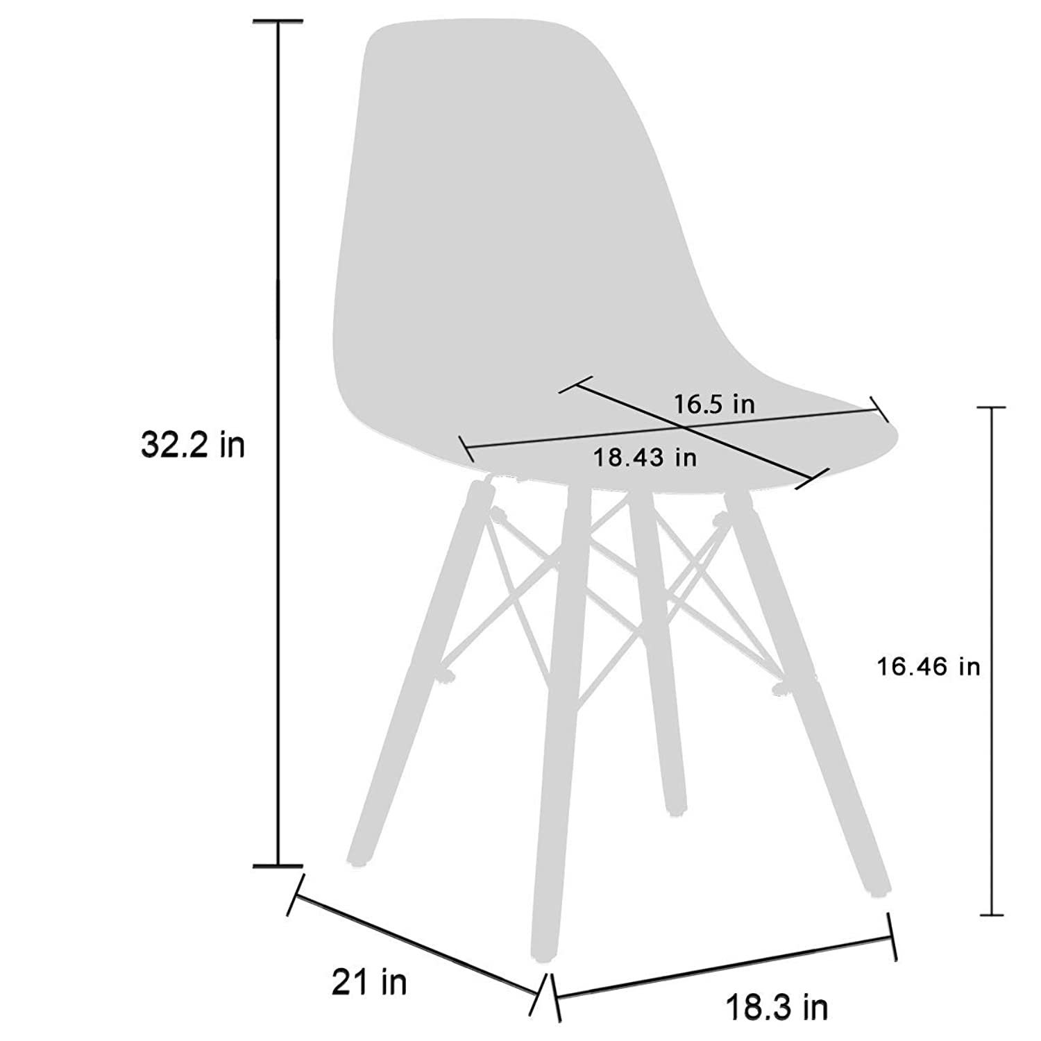 Modern Mid-Century Shell Lounge Plastic Dsw Natural Wooden Legs For Kitchen， Dining， Bedroom， Livi