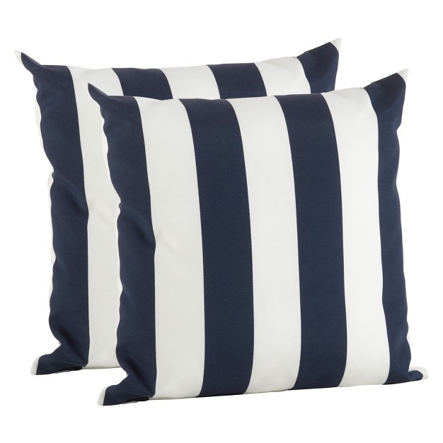 Saro Lifestyle Indoor outdoor Striped Pillow Cover Only 2pc Set