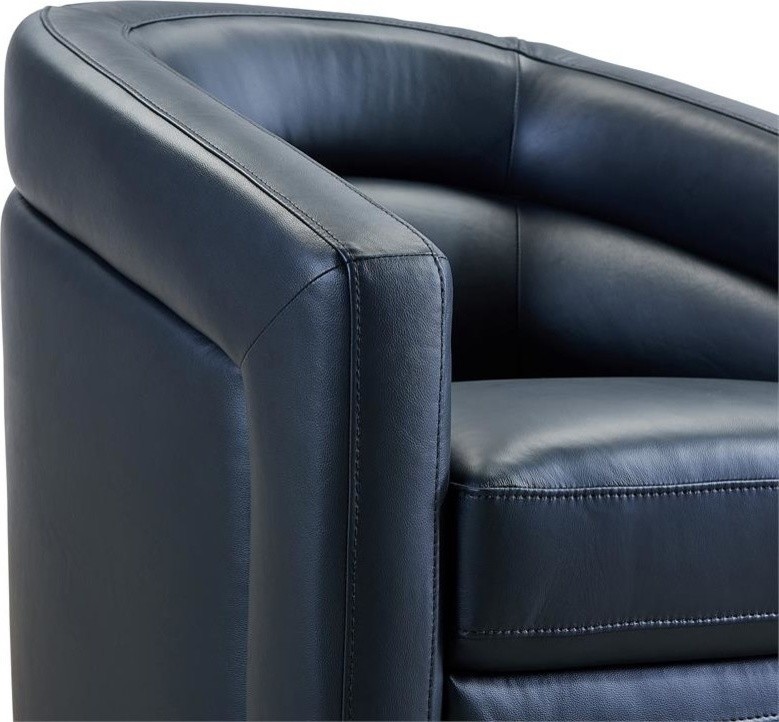 Desi Contemporary Swivel Accent Chair in Black Genuine Leather   Contemporary   Armchairs And Accent Chairs   by Homesquare  Houzz