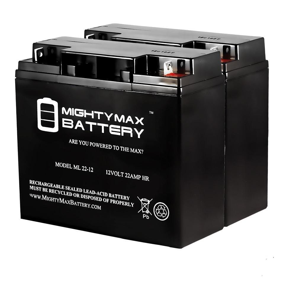 MIGHTY MAX BATTERY 12V 22AH SLA Battery for Black Decker Mower CMM1200 - 2 Pack MAX3498818