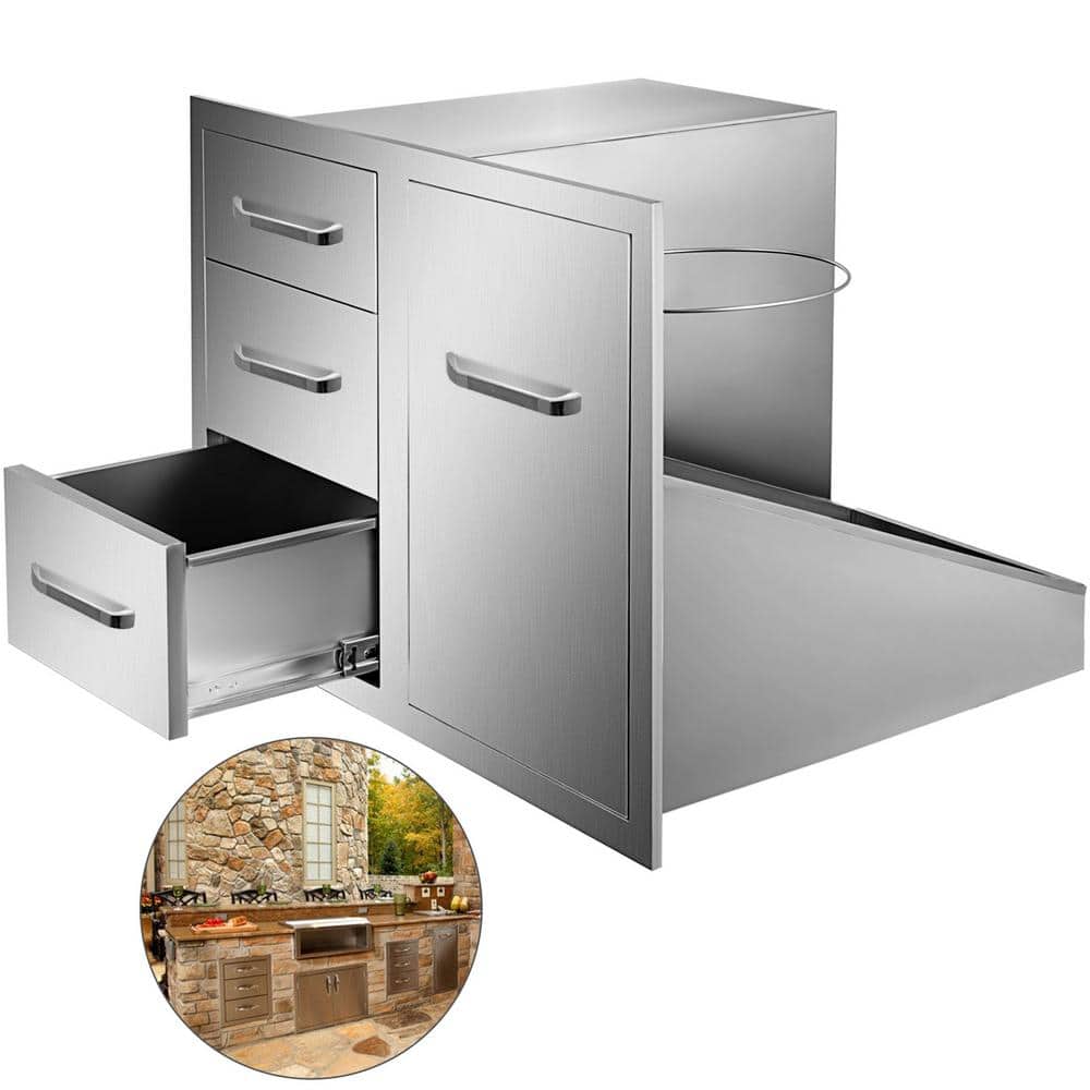 VEVOR Outdoor Kitchen Door Drawer Combo 29.5 in. W x 22.6 in. H x 21.7 in. D Access Drawers with Adjustable Garbage Ring CTG22.5X30X230001V0