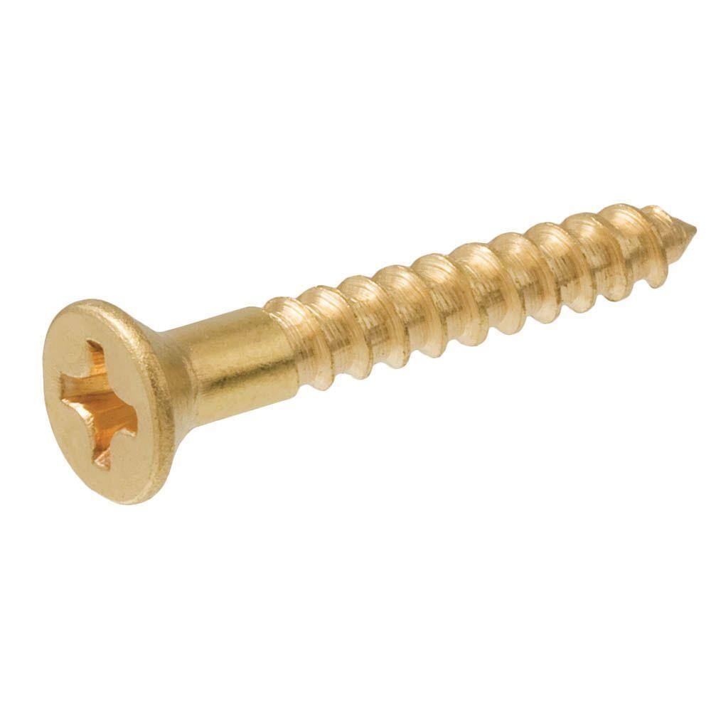 Everbilt #8 x 1 in. Phillips Flat Head Brass Wood Screw (100-Pack) 802102