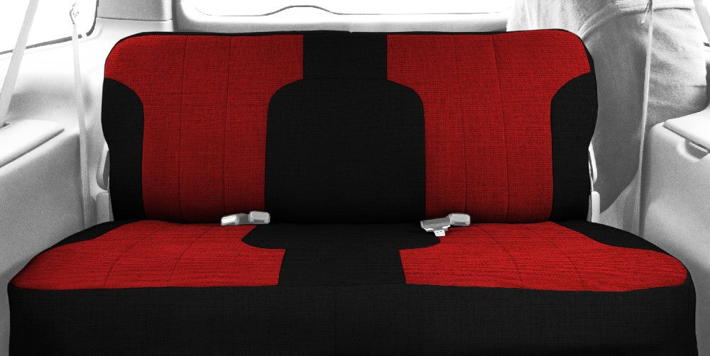 CalTrend Front Solid Bench Tweed Seat Covers for 1989-1995 Toyota Pickup - TY102-02TT Red Insert with Black Trim