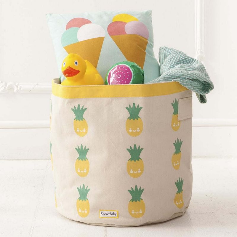 Cylindrical Cotton Canvas Storage Bin Juicy the Pineapple