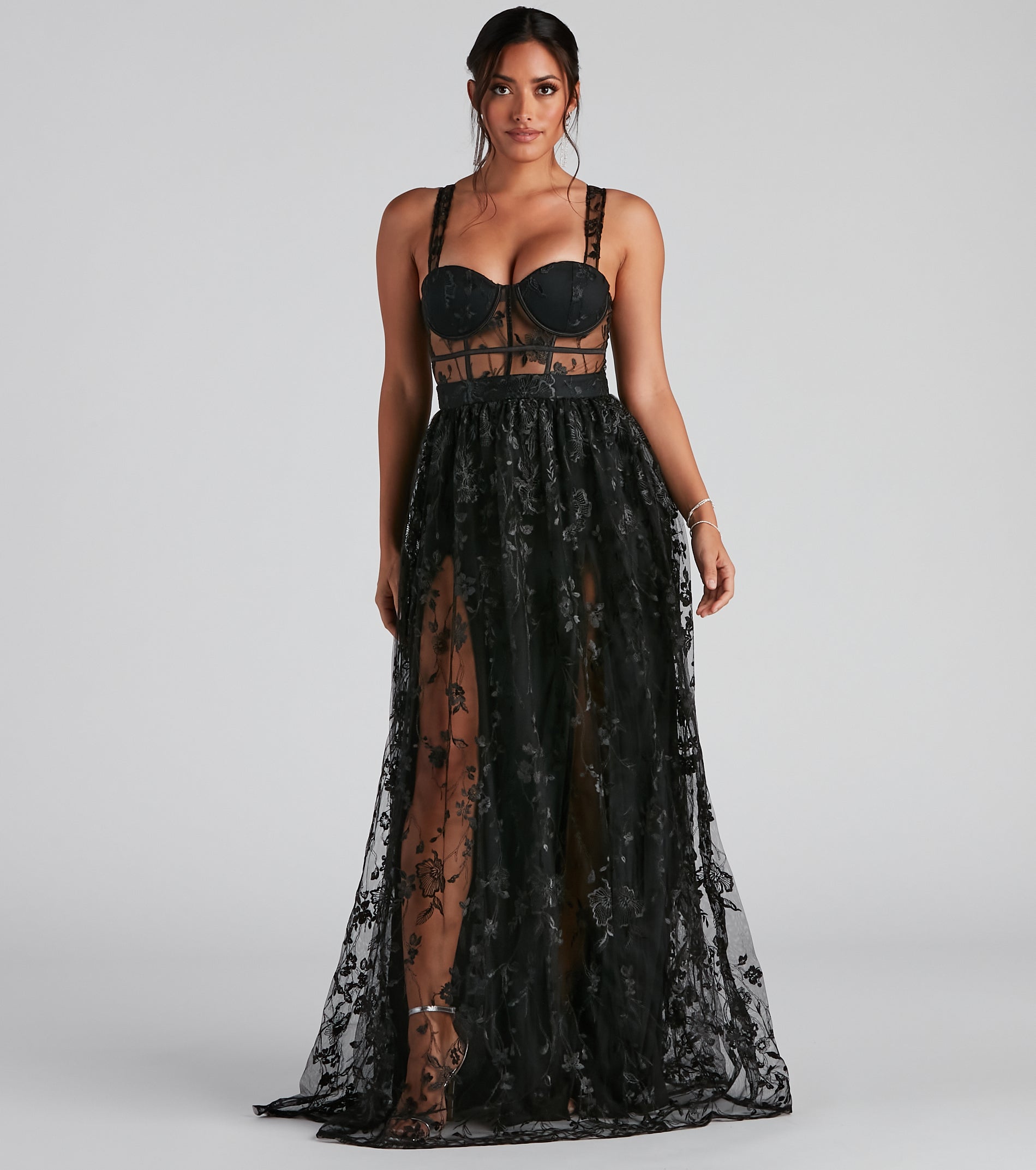 Alina Formal Illusion Lace A-Line Dress