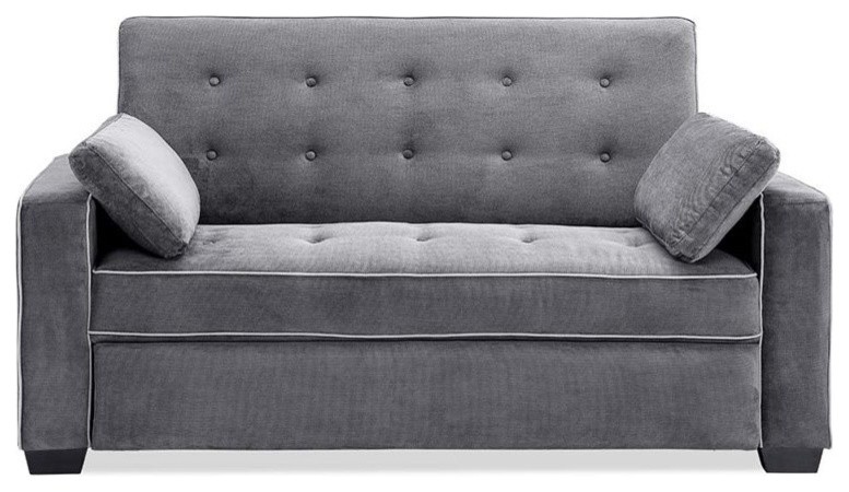 Serta Monroe Queen Convertible Loveseat in Light Gray Fabric Upholstery   Transitional   Sleeper Sofas   by Homesquare  Houzz