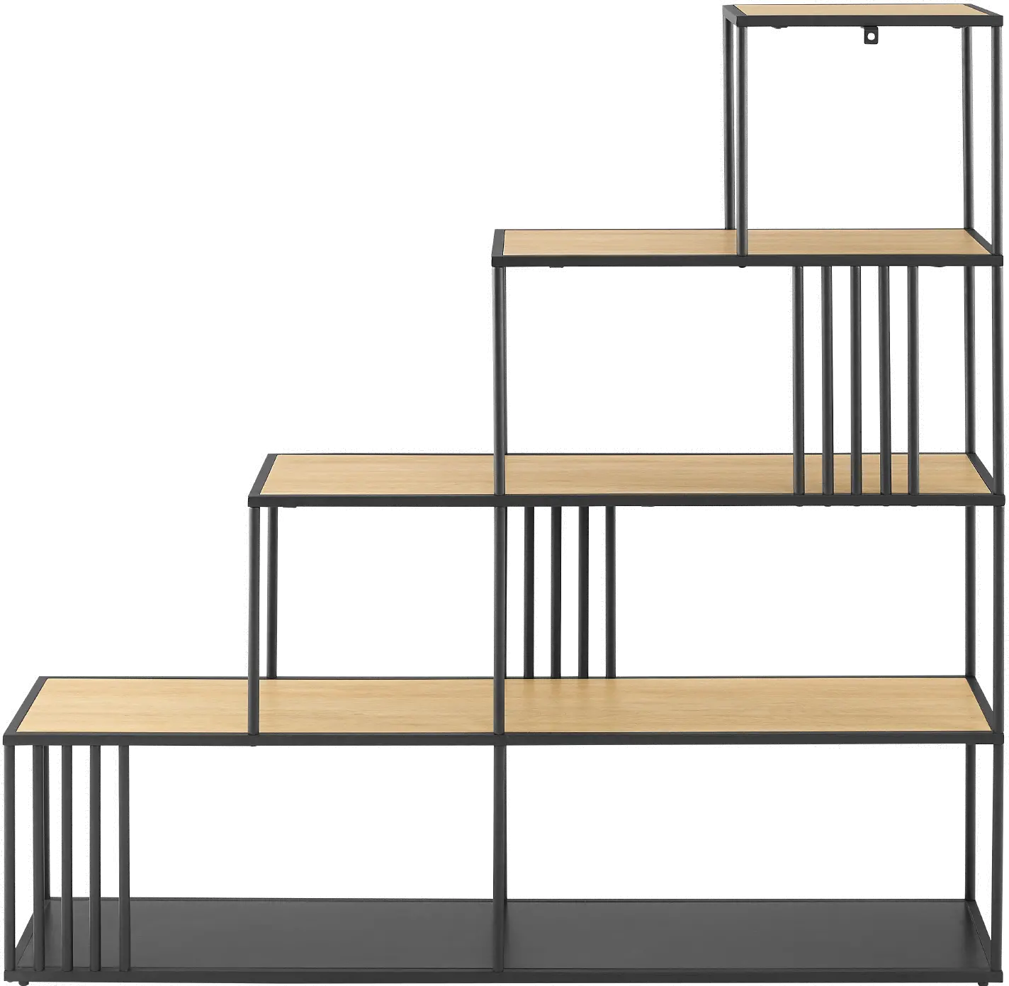 Vulcan Coastal Oak and Black Staircase Shape Bookshelf