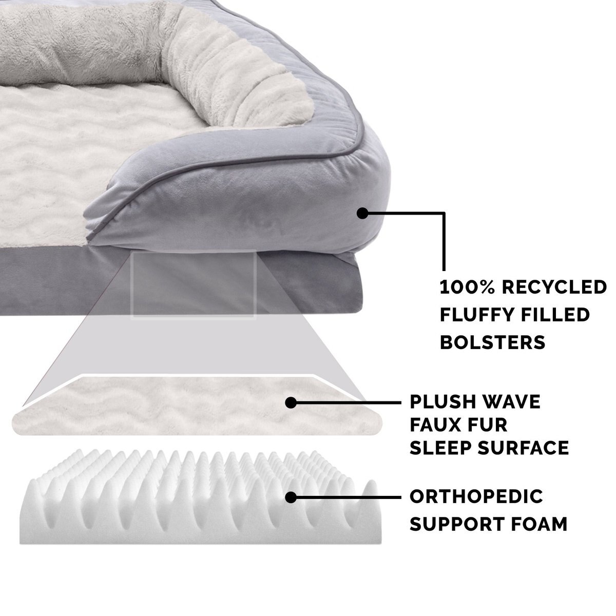 FurHaven Velvet Waves Perfect Comfort Orthopedic Sofa Cat and Dog Bed