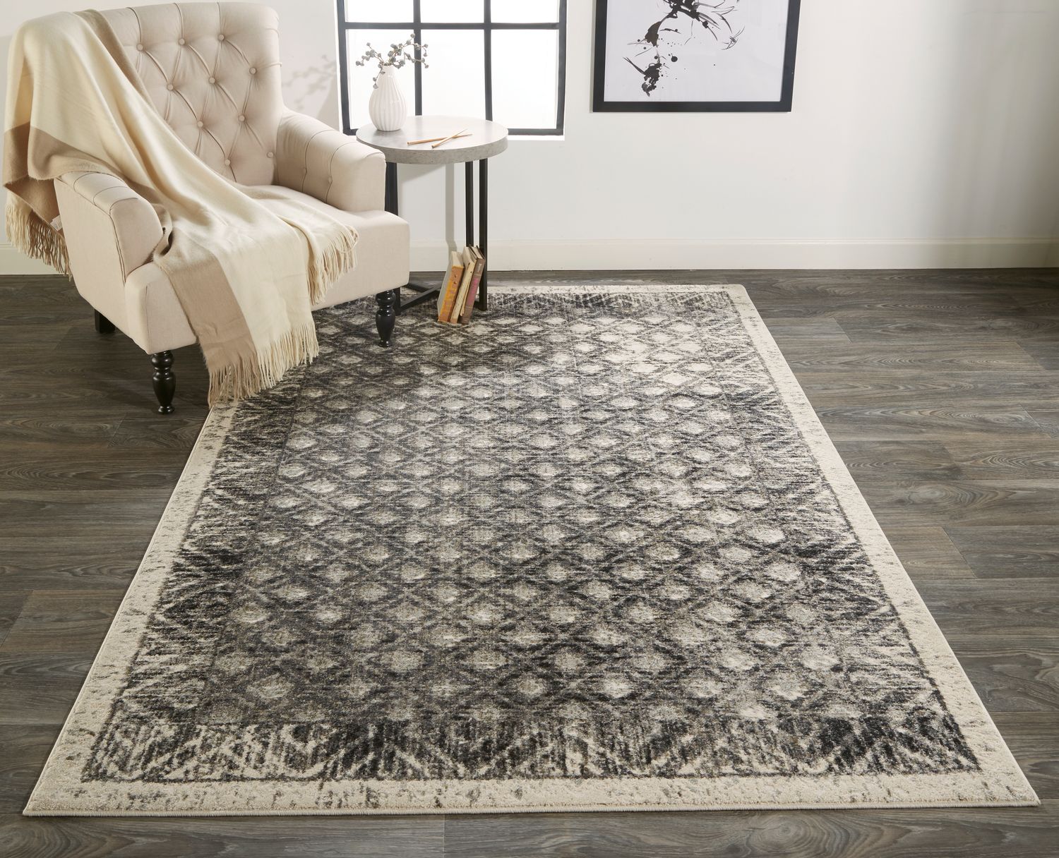 Kiba Black and Ivory Rug by BD Fine