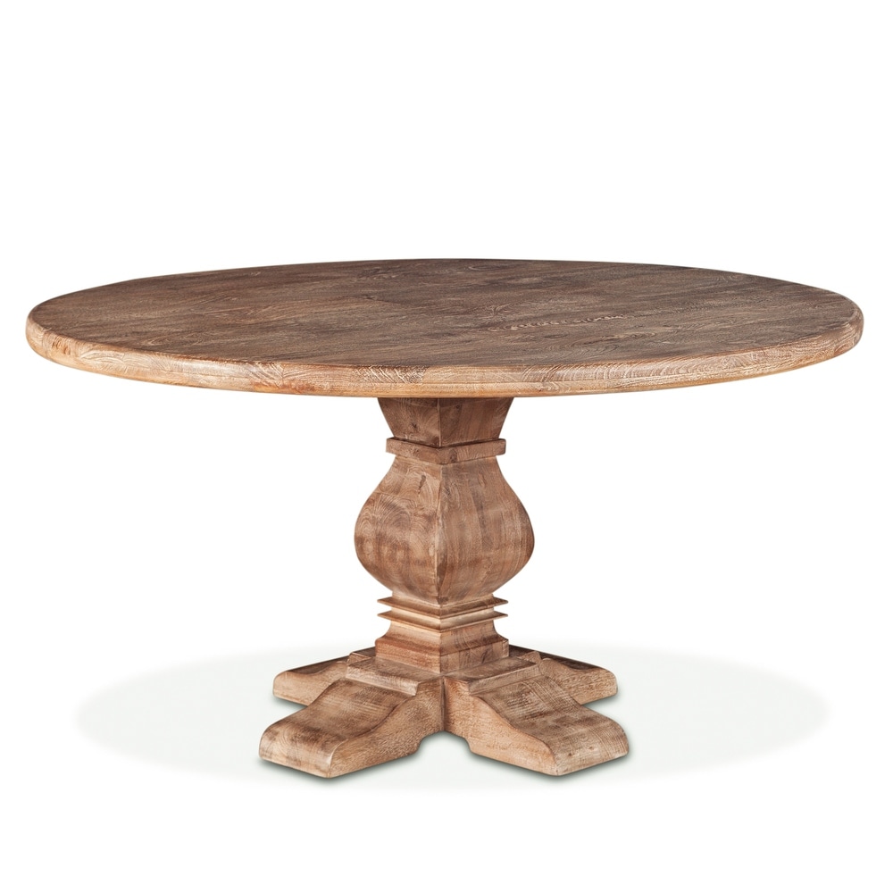 Mango Wood 54 Round Dining Table in Antique Oak