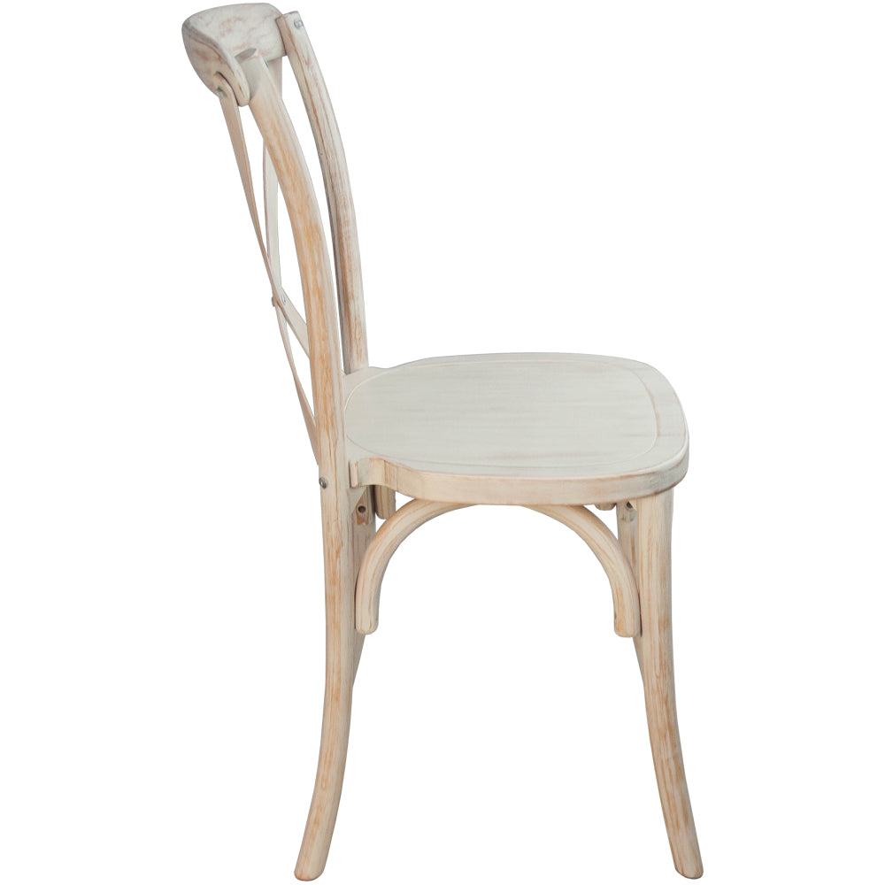 Merrick Lane X-Back Bistro Style Wooden High Back Dining Chair in Lime Wash， Wood