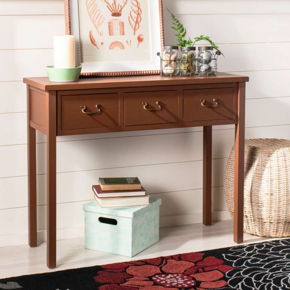 Lou Console With Storage Drawers Terracotta   Transitional   Console Tables   by Peachtree Fine Furniture  Houzz