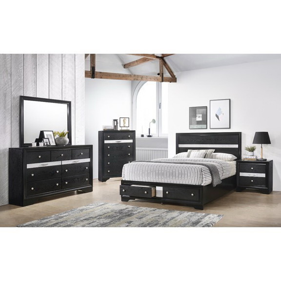 Traditional Matrix 5 Drawer Chest in Black made wi...