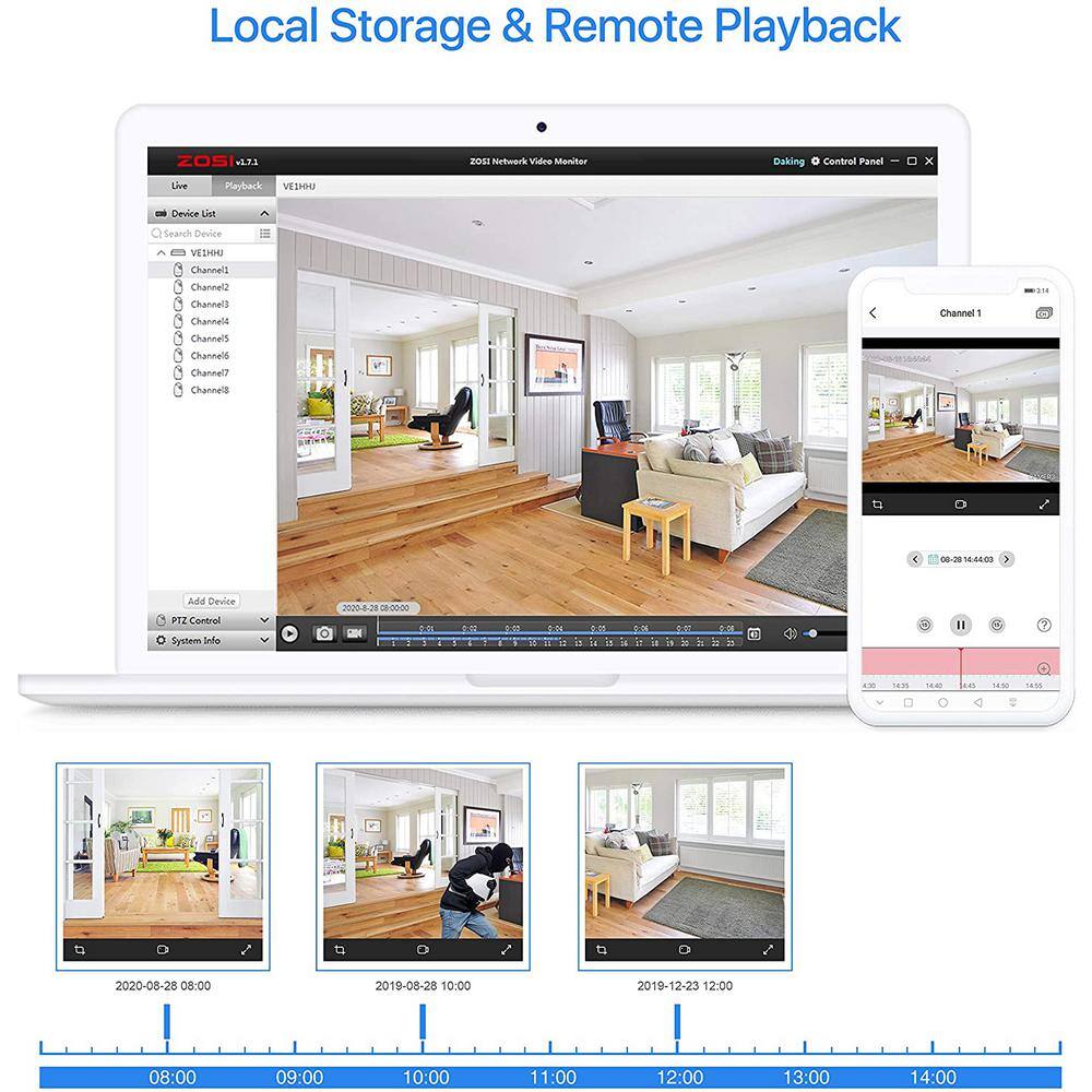 ZOSI 8-Channel 1080p DVR 1TB Hard Drive Security Camera System with 4 Wired Bullet Cameras 8CN-106B4S-10US