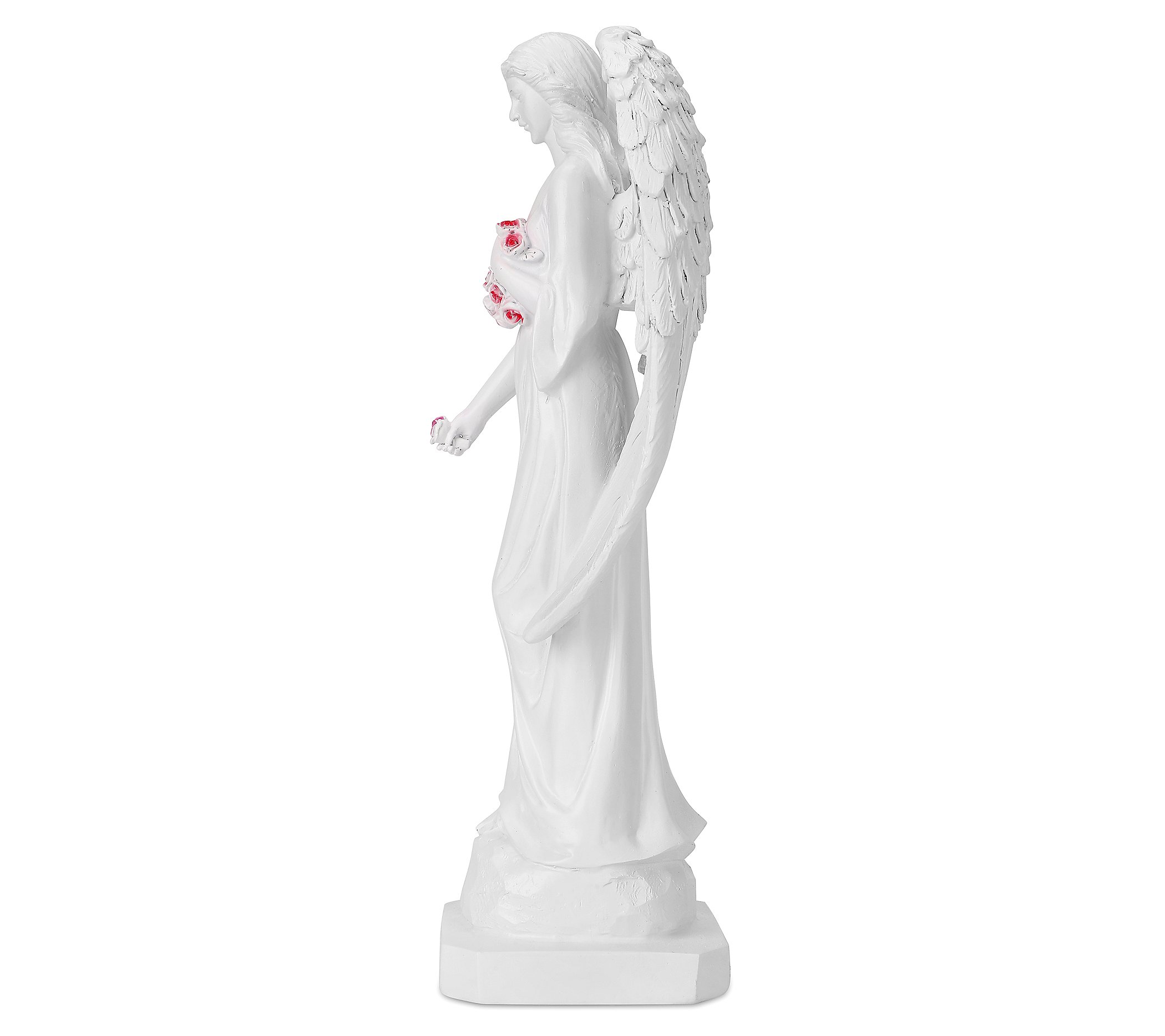 Techko Angel with Closed Wings Statue with Solar Spotlight