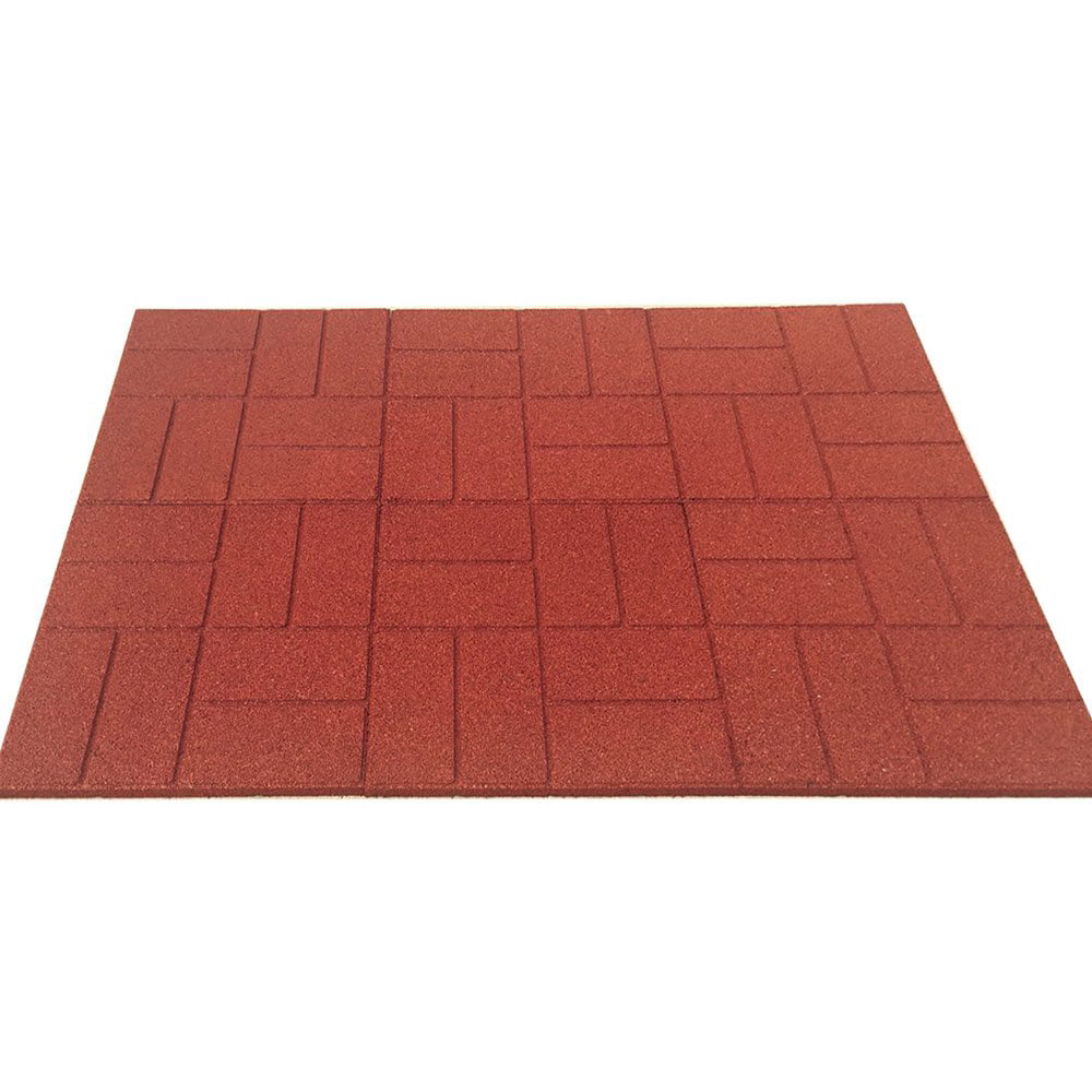 RevTime Dual-Side Garden Rubber Paver 16"x16" for Patio Paver, Step Stone and Walk Way, Safety Rubber Tile Red (Pack of 6) Flooring Materials