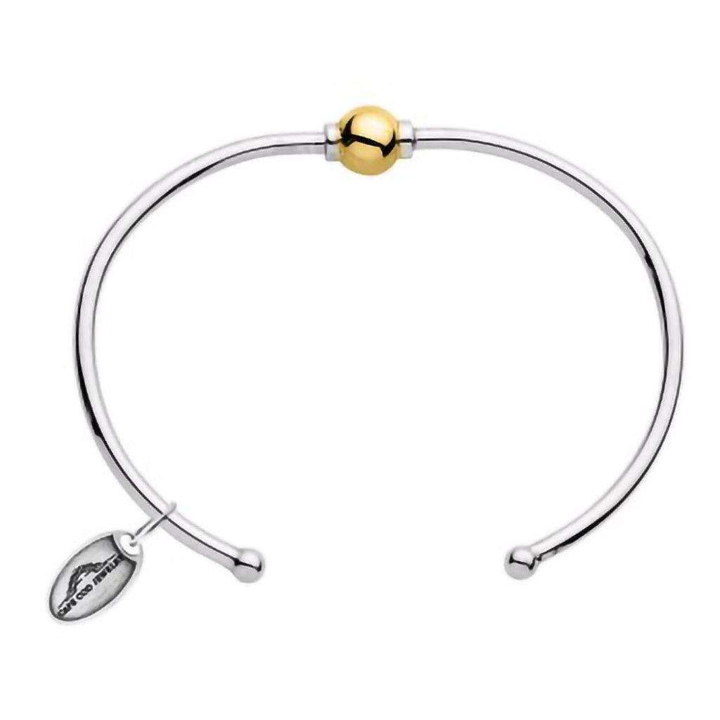 LeStage® Cape Cod  Single Bead Cuff Bracelet in Sterling Silver and 14kt Gold