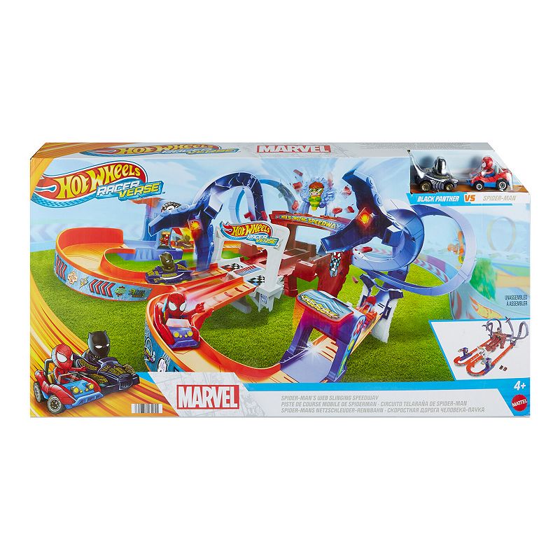 Mattel Hot Wheels Spider-Man and Black Panther Racerverse Web-Slinging Speedway Track Set