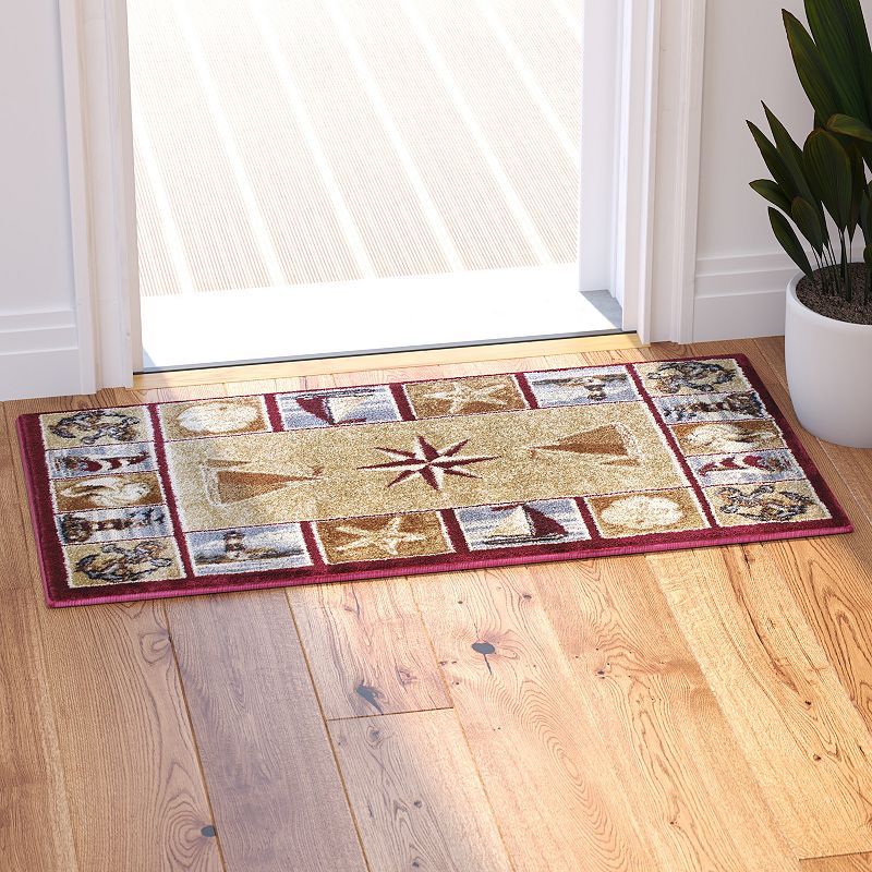 Masada Rugs Masada Rugs 2'x3' Area Rug Mat with Nautical Scene