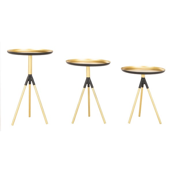 SAFAVIEH Talon Metal Side Table (Set Of 3) - Gold / Black