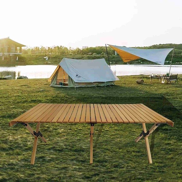 Patio Versatile Natural Wood Foldable Dining Table