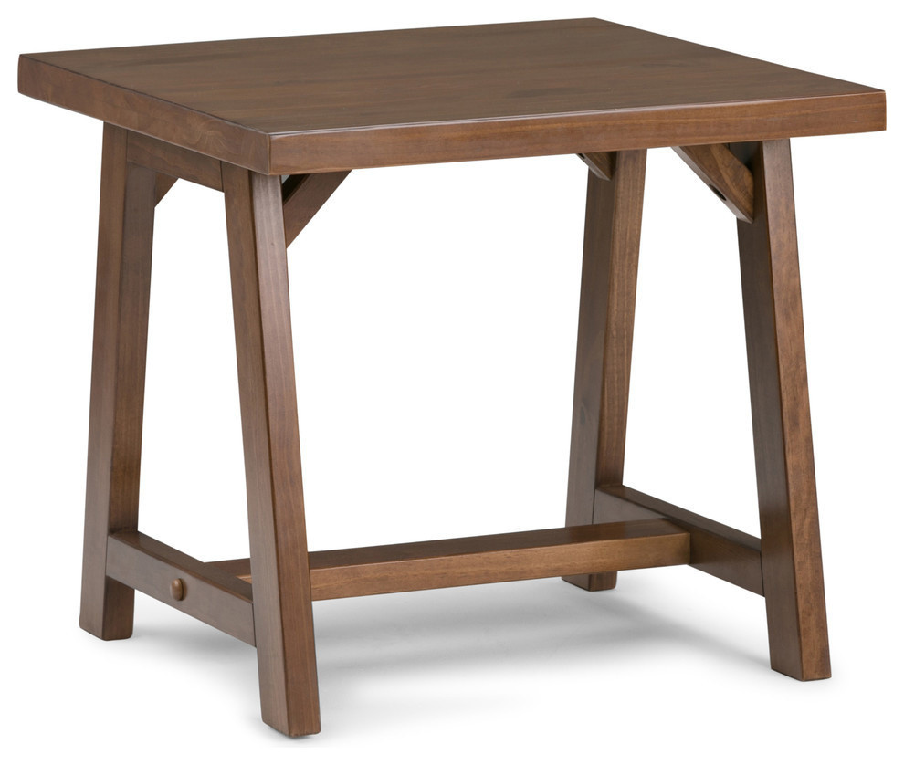 Sawhorse Solid Wood 22 quotwide Square Modern End Side Table   Transitional   Side Tables And End Tables   by Simpli Home Ltd.  Houzz