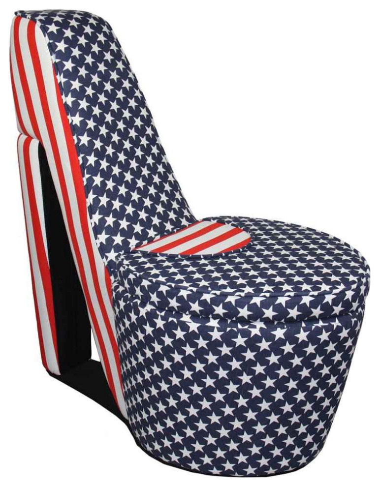 Benzara BM204209 Flag Print High Heel Shaped Chair with Storage  Multicolor   Eclectic   Armchairs And Accent Chairs   by VirVentures  Houzz