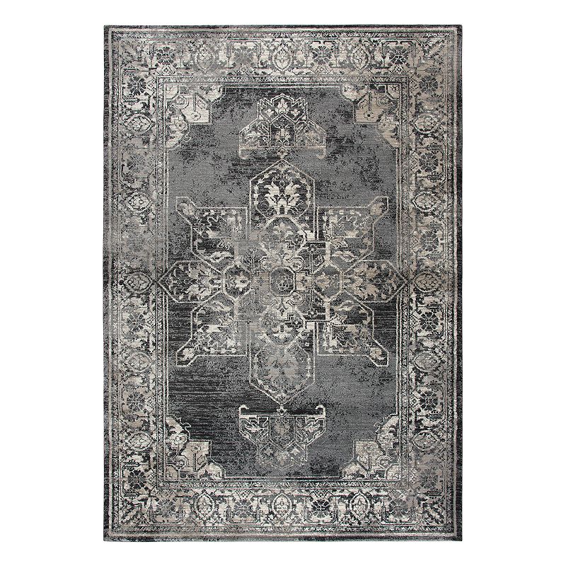 Rizzy Home Panache Transitional Central Medallion Distressed Geometric Rug