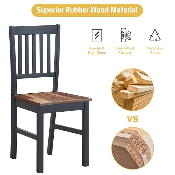 4 PCS Wood Dining Chairs Restaurant Kitchen Side Chair with Wide Seat