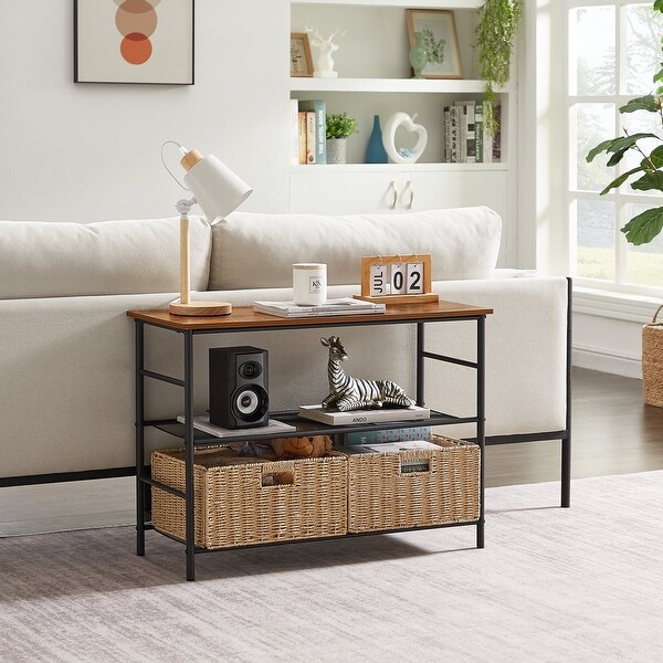 VECELO 3-Tier shelves Console Table/Sofa Table with Removable Storage Baskets