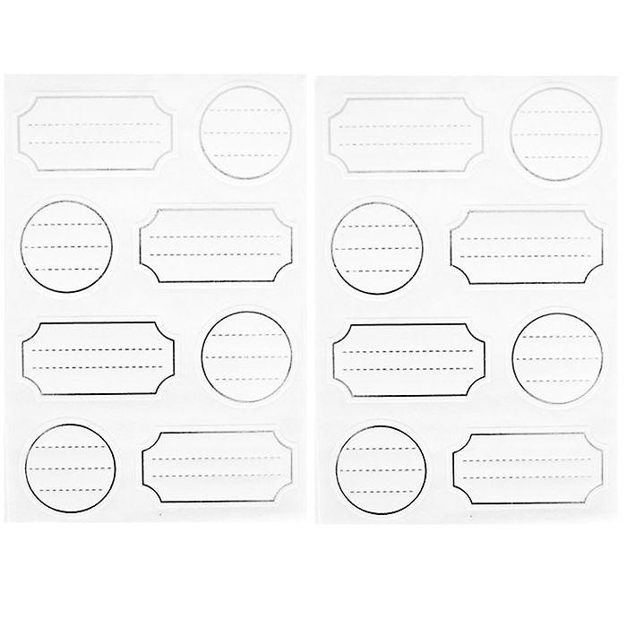 128 white adhesive labels with silver outline