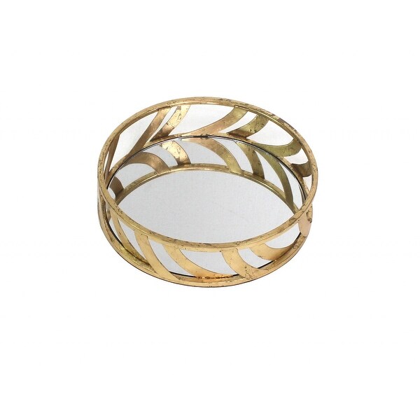 14 x 14 x 4 Gold Streamline Mirror Tray - 14 x 14 x 4