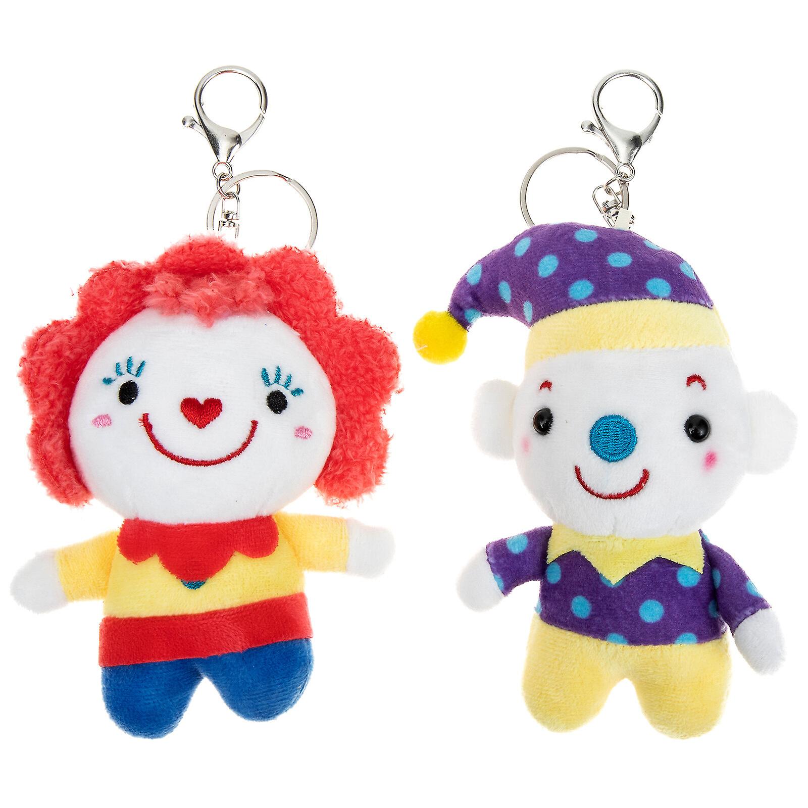 2pcs Stuffed Doll Keychain Stuffed Doll Pendant Plush Clown Keychain Schoolbag Plush Pendants