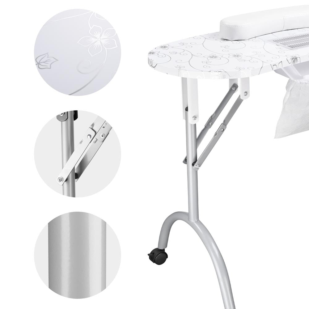 Yescom Foldable Nail Table with Vent & Lamp Manicure Nail Art