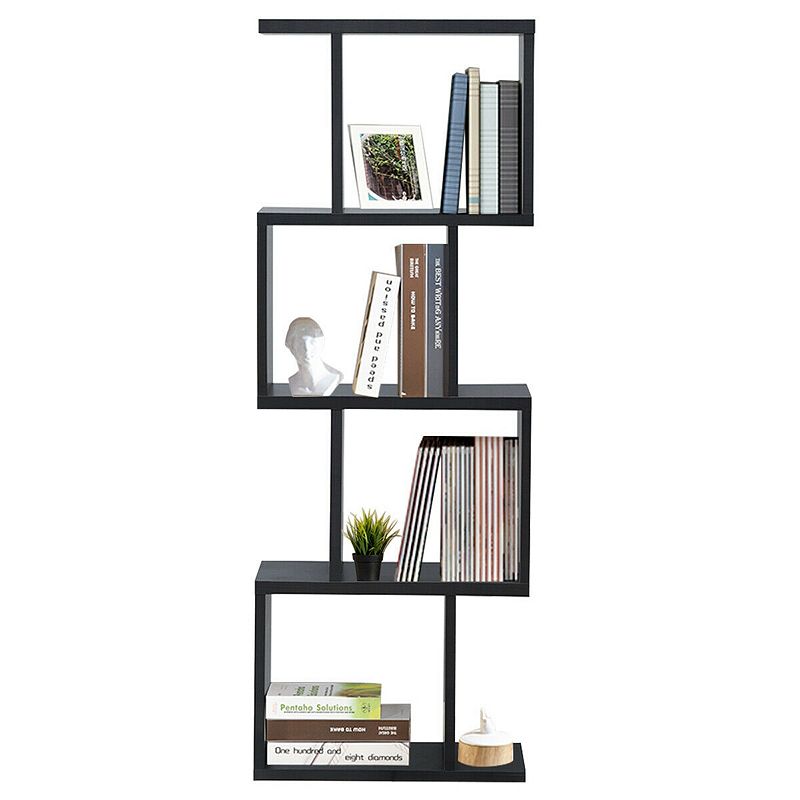 Wooden S-Shaped Bookcase for Living Room Bedroom Office