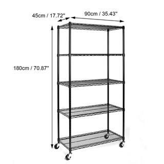 Karl home NSF-Certified Black Wire Shelf with Wheels (35.43 in. D x 17.72 in. W) 302544771362