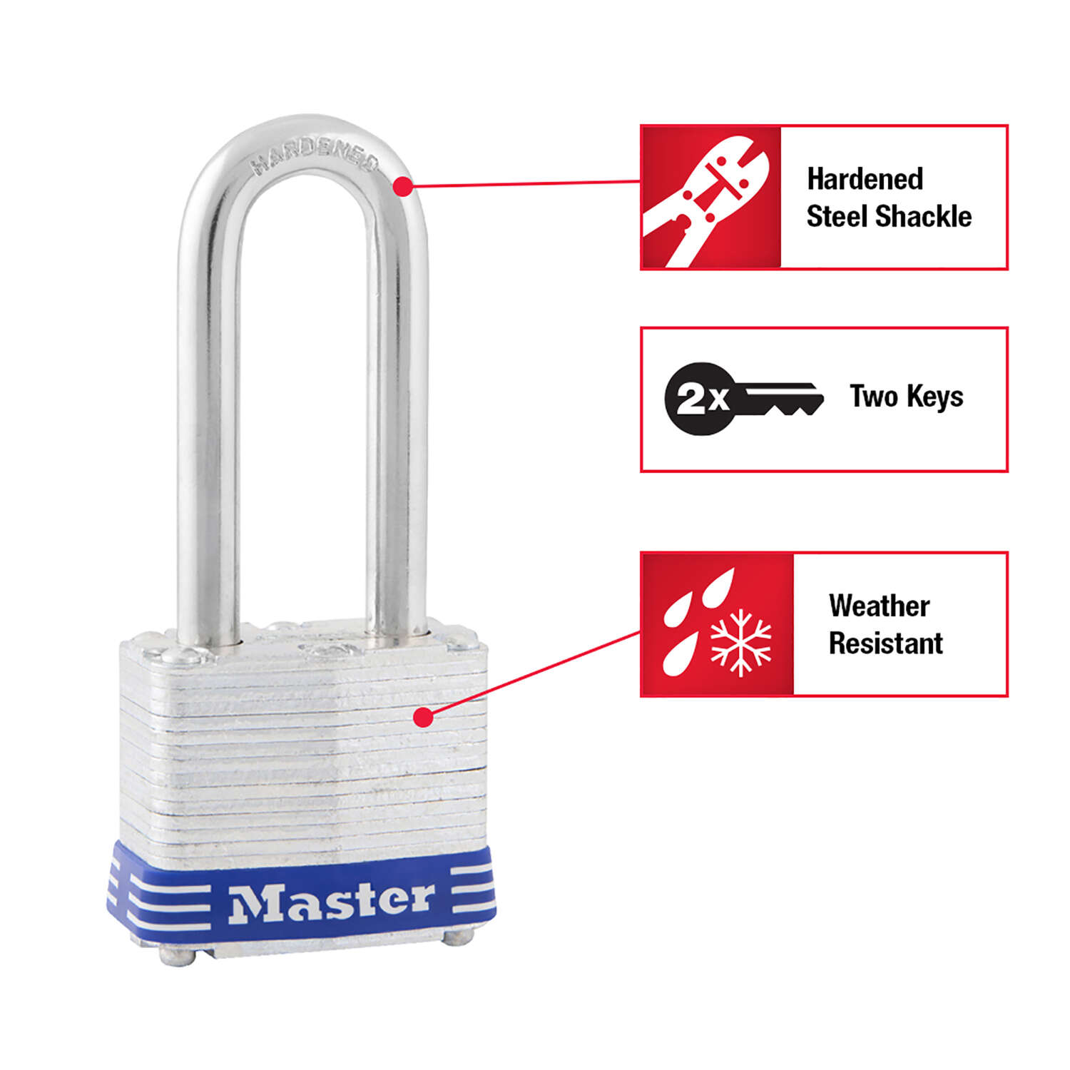 Master Lock 1-5/16 in. H X 1-5/8 in. W X 1-9/16 in. L Laminated Steel Double Locking Padlock