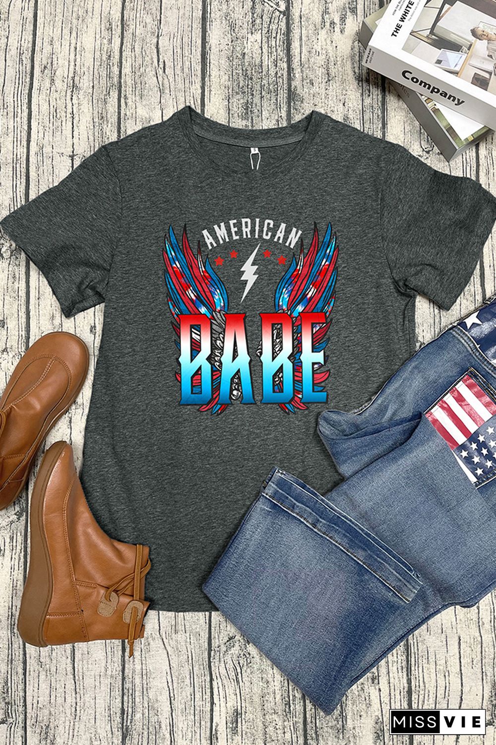 American Babe Retro Wings Short Sleeve Graphic Tee Wholesale